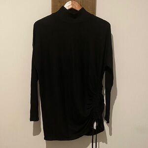 Black Turtleneck Sweater with Side Ruching